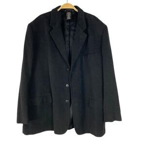 Liz Claiborne Italy Knit Blazer Sport Coat Men Size 46R Black Cotton Wool Blend